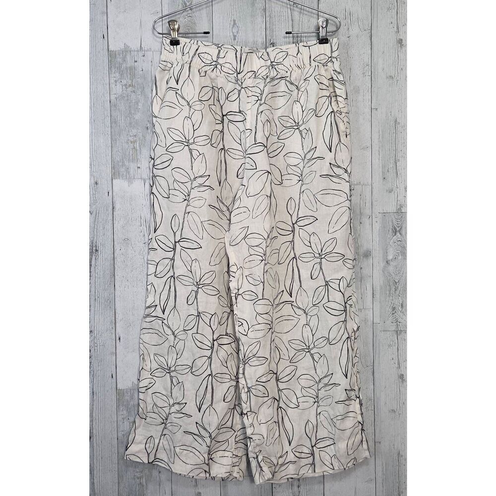 Rachel Zoe Linen Wideleg Leaf Pants Sz. M